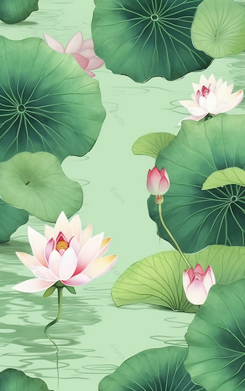 绿色出淤泥而不染的荷叶荷花插画,插画/手绘图,插画/手绘图库,插画/手绘图下载,插画/手绘